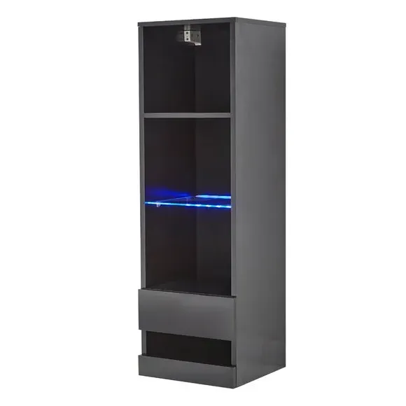 Wall-Mounted TV Unit with Shelving - Black