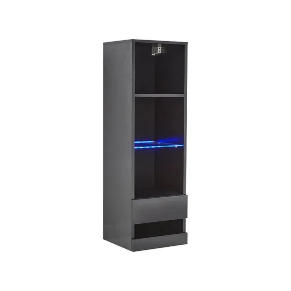 Wide TV Unit with Shelving - Black