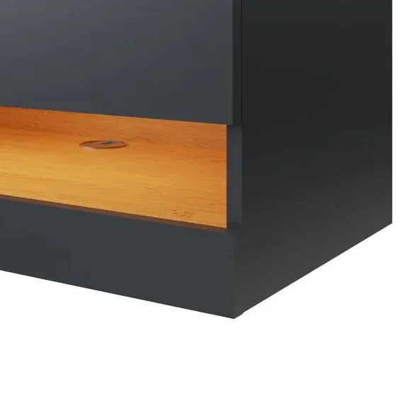 Wide TV Unit with Shelving - Dark Grey