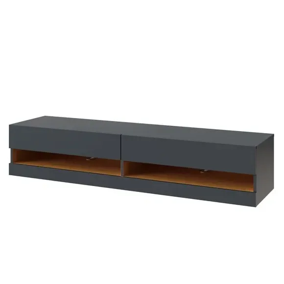 Wide TV Unit with Shelving - Dark Grey