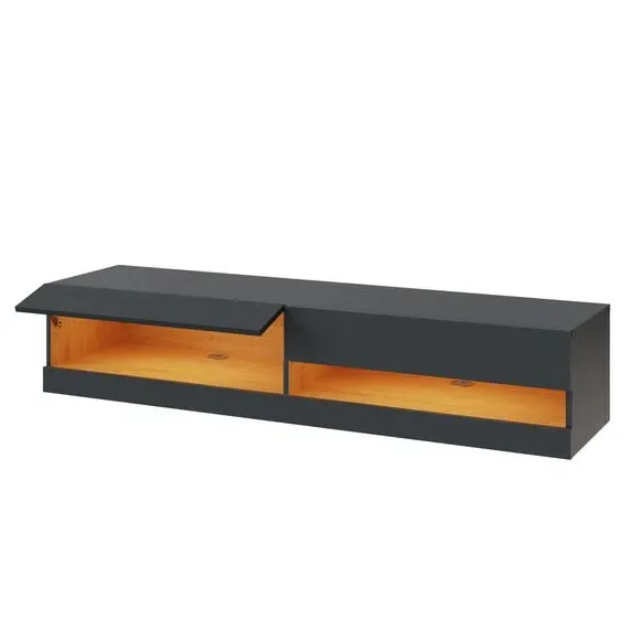 Wide TV Unit with Shelving - Dark Grey