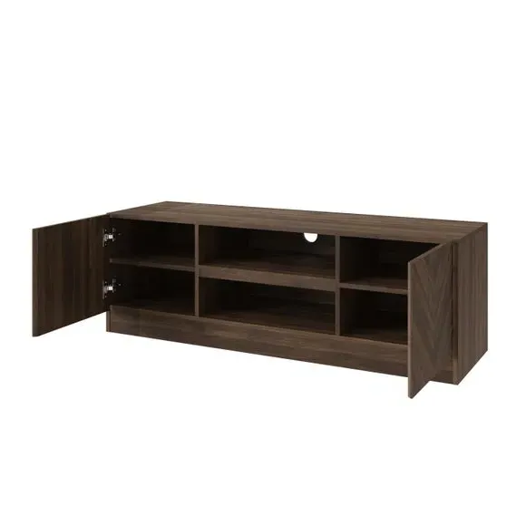 Wide TV Unit with Storage - Walnut, Wood-Effect