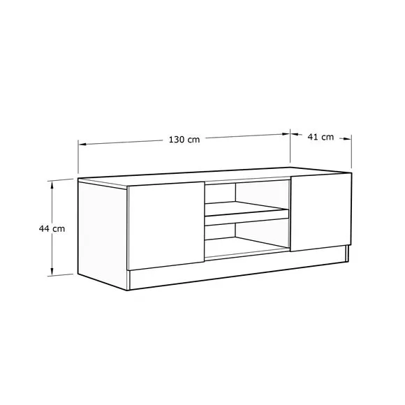 Wide TV Unit with Storage - Walnut, Wood-Effect