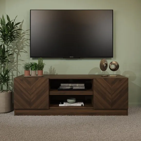 Wide TV Unit with Storage - Walnut, Wood-Effect image