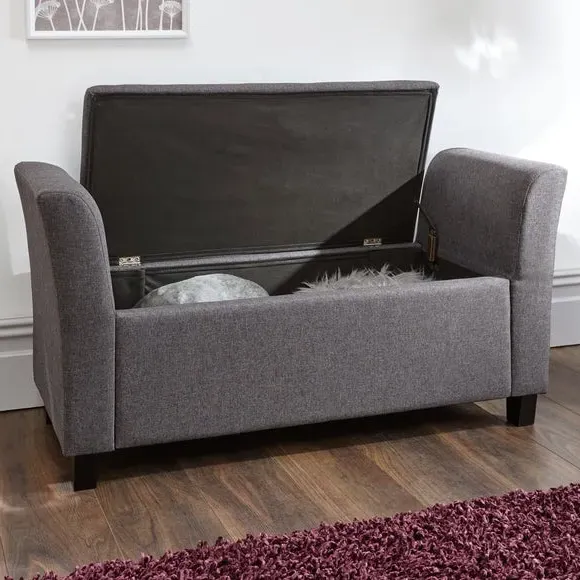 Window Seat with Storage - Charcoal, Fabric