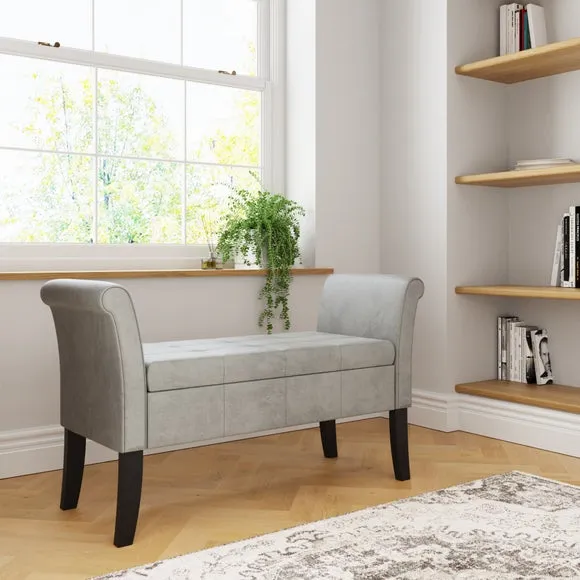 Window Seat with Storage - Grey, Chenille