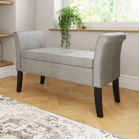 Window Seat with Storage - Grey, Chenille