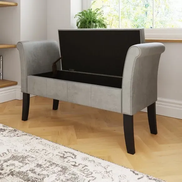 Window Seat with Storage - Grey, Chenille