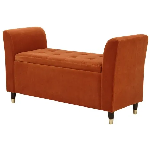 Window Seat with Storage - Rust, Chenille