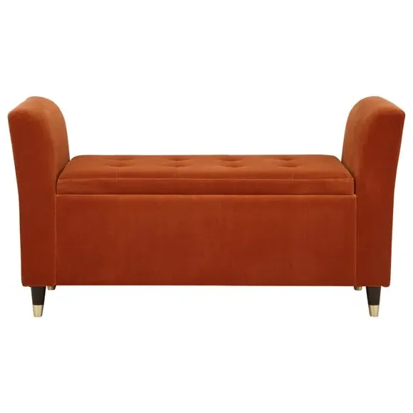 Window Seat with Storage - Rust, Chenille