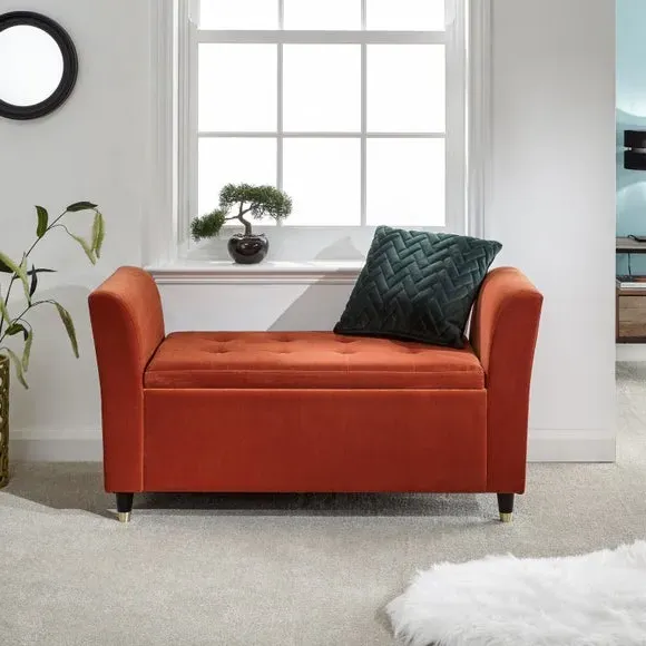Window Seat with Storage - Rust, Chenille image