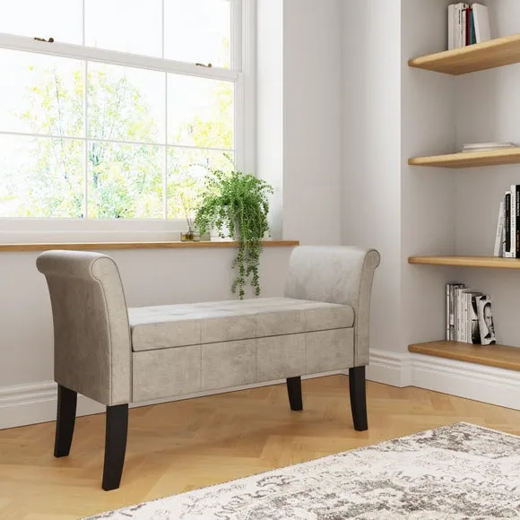 Window Seat with Storage - Silver, Chenille