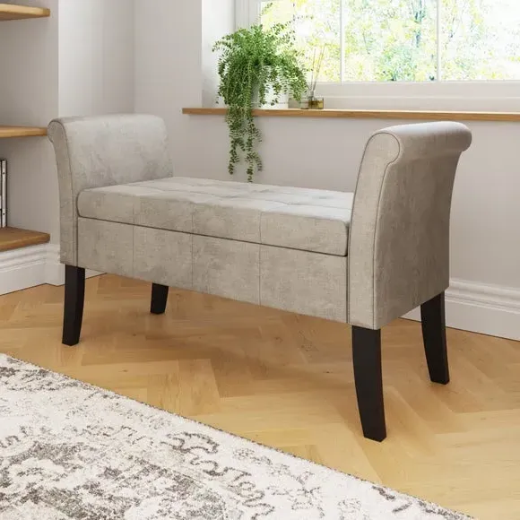 Window Seat with Storage - Silver, Chenille