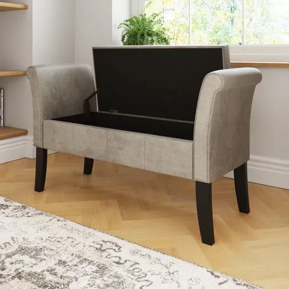 Window Seat with Storage - Silver, Chenille