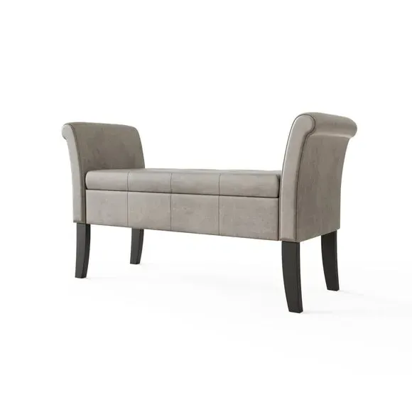 Window Seat with Storage - Silver, Chenille