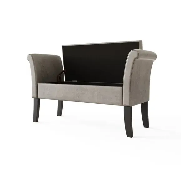 Window Seat with Storage - Silver, Chenille