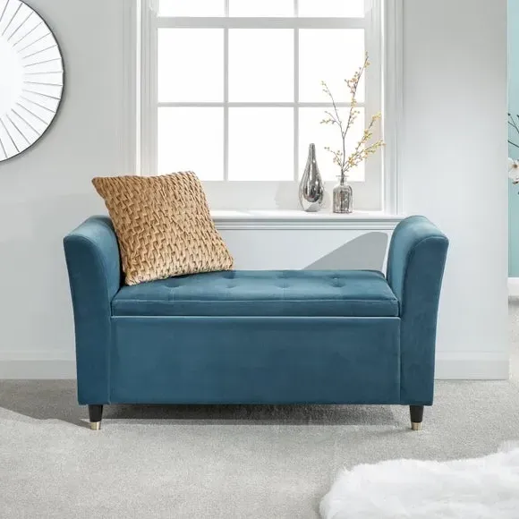 Window Seat with Storage - Teal, Chenille
