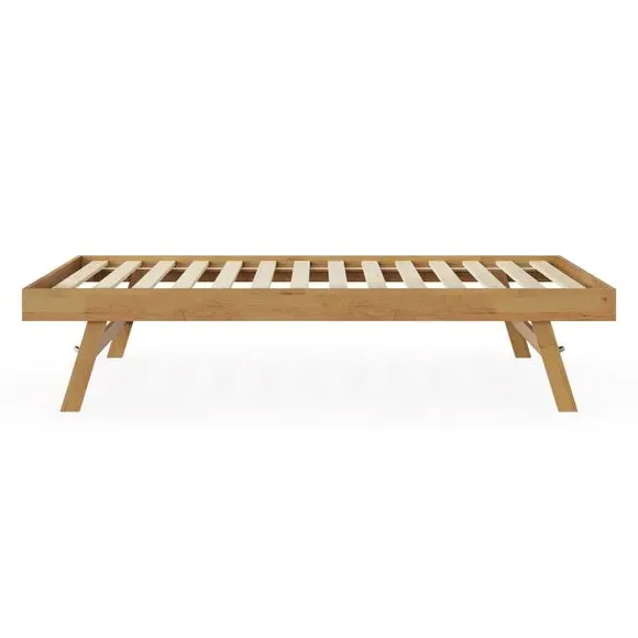 Wooden Trundle Bed with Extendable Legs - Wood