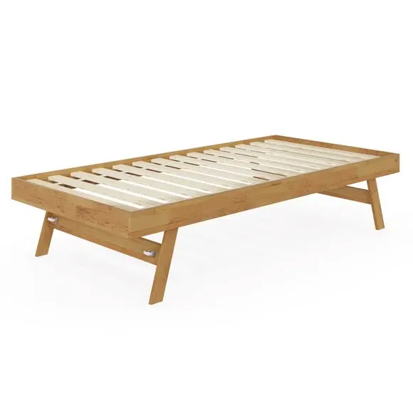 Wooden Trundle Bed with Extendable Legs - Wood