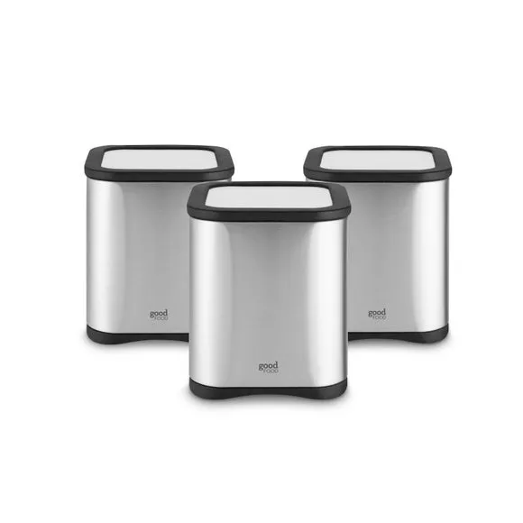 Set of 3 Storage Canisters - Silver, Steel