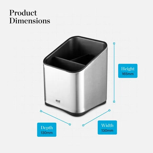 Utensil Holder with Non-Slip Base - Silver