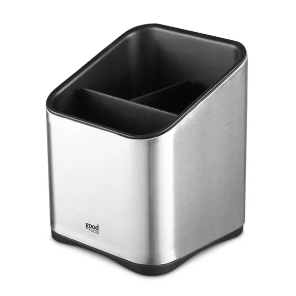Utensil Holder with Non-Slip Base - Silver image