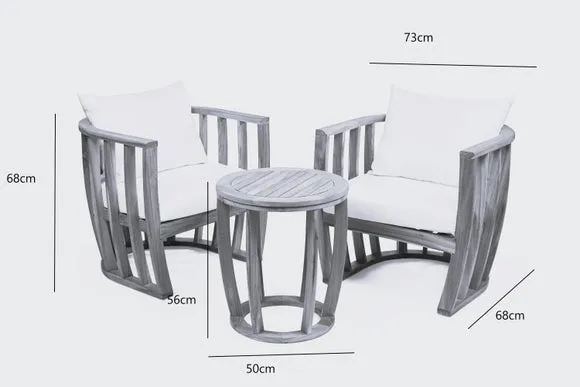 3-Piece Conversation Set with Cushions - Natural