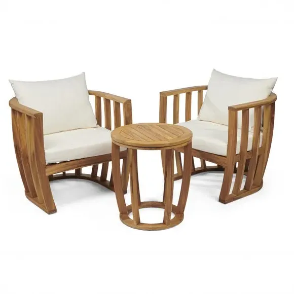3-Piece Conversation Set with Cushions - Natural