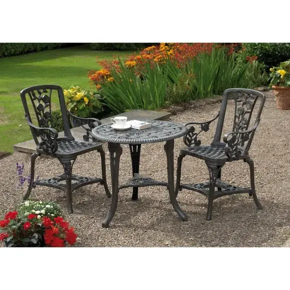 3-Piece Patio Set with Rose Detail - Grey image