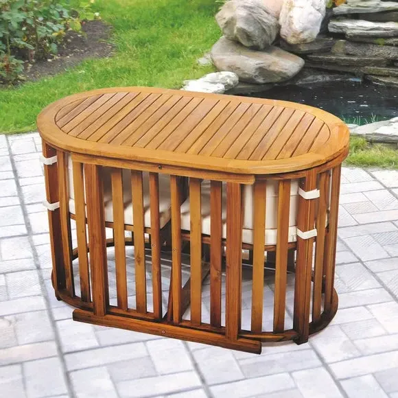 Compact Dining Set with Cushions - Natural, Acacia