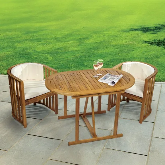 Compact Dining Set with Cushions - Natural, Acacia