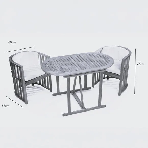 Compact Dining Set with Cushions - Natural, Acacia