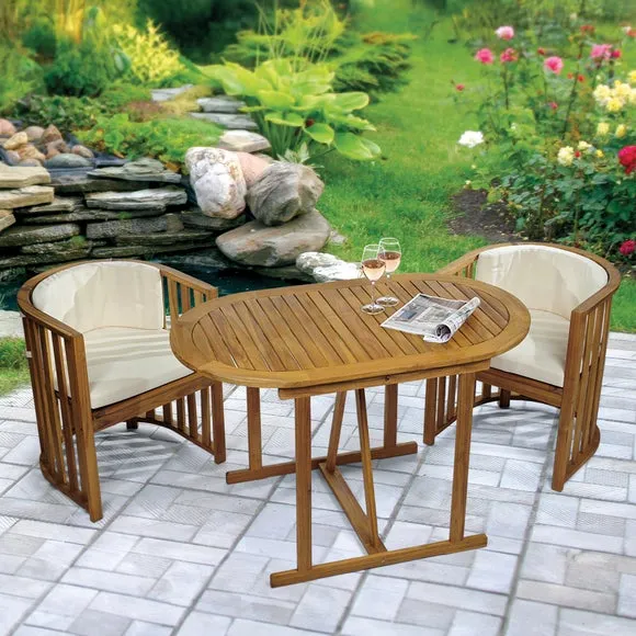Compact Dining Set with Cushions - Natural, Acacia image