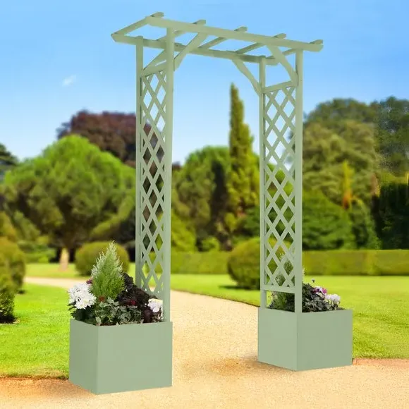 Garden Arch with Planters - Sage, Wood