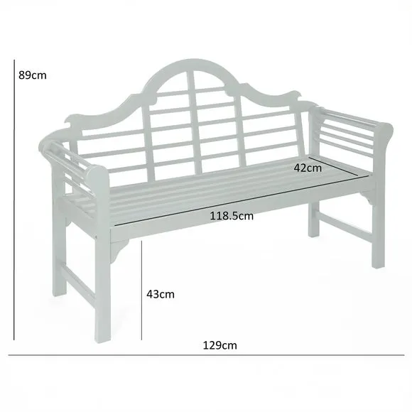 Garden Bench with Arched Back - Pearl White, Acacia