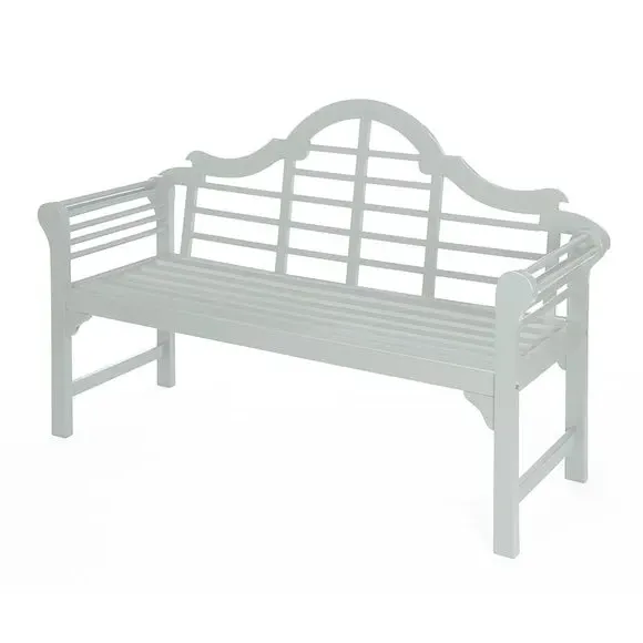 Garden Bench with Arched Back - Pearl White, Acacia