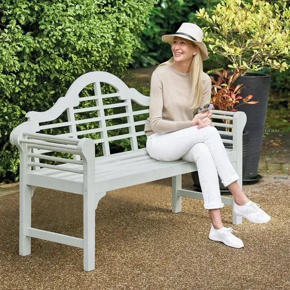 Garden Bench with Arched Back - Pearl White, Acacia image