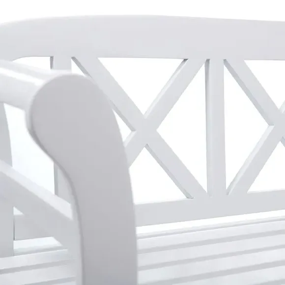 Garden Bench with Scroll Arms - Pearl White, Acacia