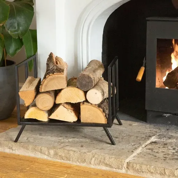 Metal Log Rack Storage Stand - Black, Iron image