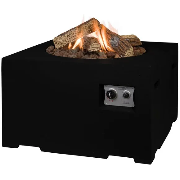 Square Fire Pit with Gas Burner - Black image