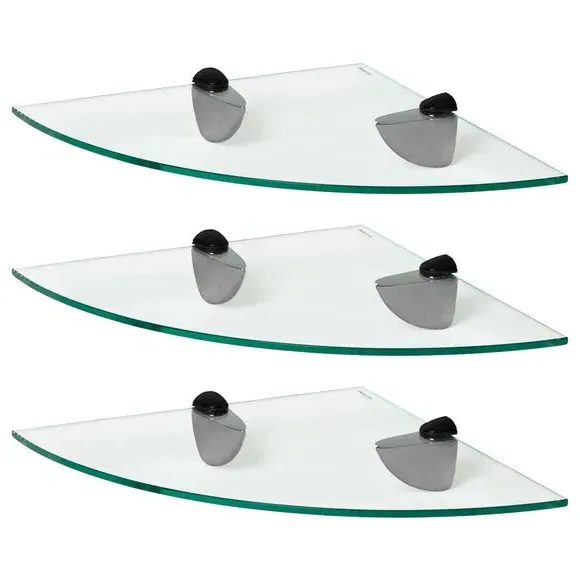 3-Piece Corner Shelf Set - Black, Glass