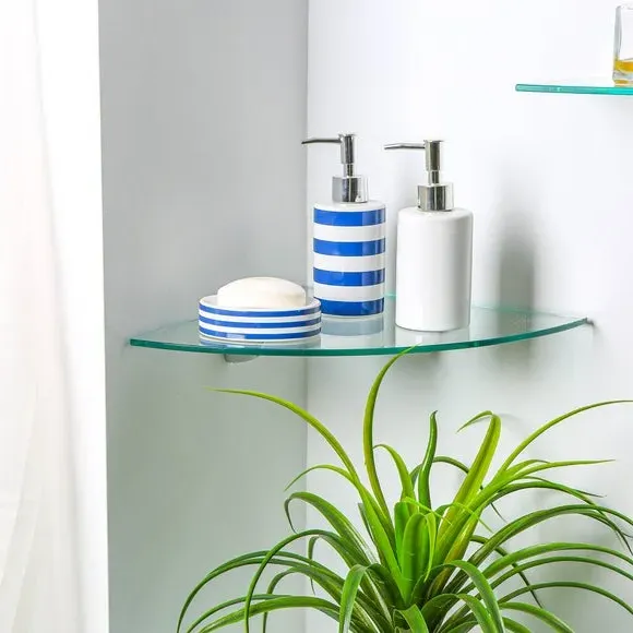 3-Piece Corner Shelf Set - Black, Glass image