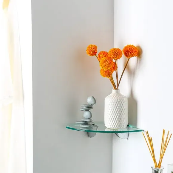 3-Piece Corner Shelf Set - Black, Glass image