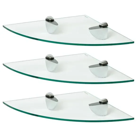3-Piece Corner Shelf Set - Chrome, Glass