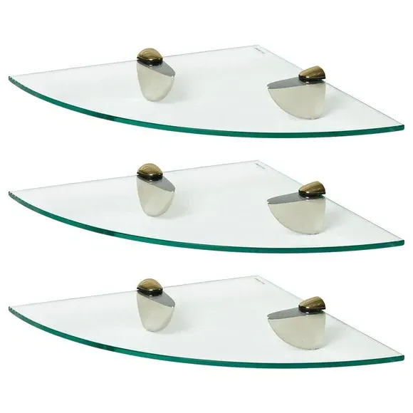 3-Piece Corner Shelf Set - Gold, Glass