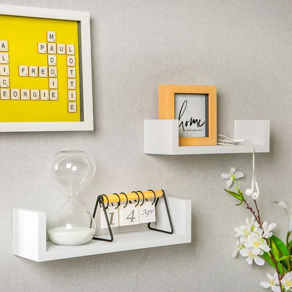 Set of 3 Half Box Shelves - White, MDF