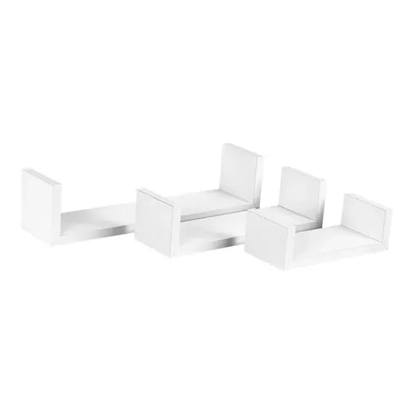 Set of 3 Half Box Shelves - White, MDF