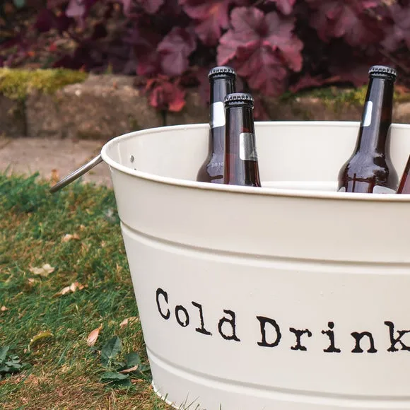 Vintage Drinks Bucket with Handles - Cream, Metal