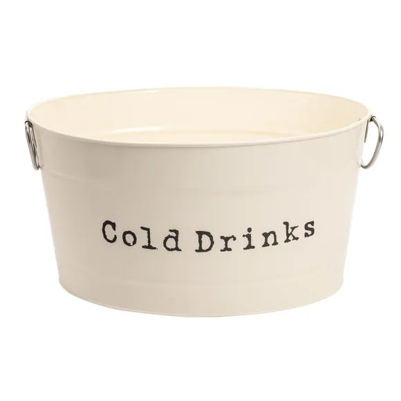 Vintage Drinks Bucket with Handles - Cream, Metal