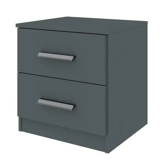 2-Drawer Bedside Table - Graphite Grey